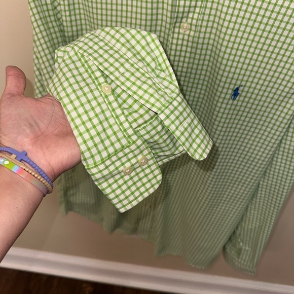Polo Ralph Lauren Performance Shirt Mens M Green plaid Gingham Button Down - Picture 5 of 7